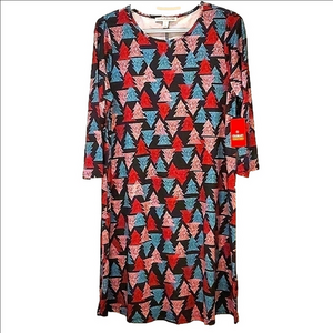 Celebrate Together Christmas Dress Holiday Tree Print 3/4‎ Sleeve